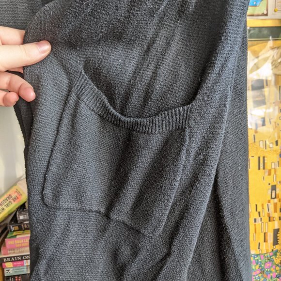 Long Black Cardigan w/pockets American Eagle sz M - Picture 6 of 9